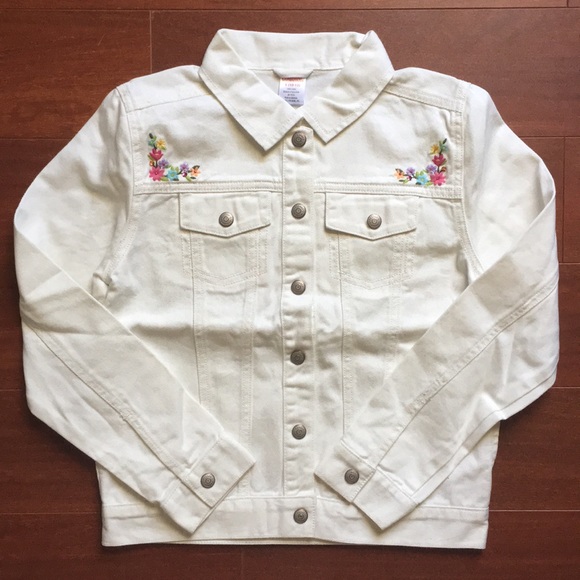 embroidered white denim jacket